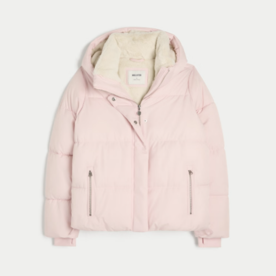 Pink Faux Puffer Jacket